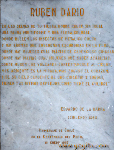placa homenaje de Chile Ruben Dario Eduardo de la Barra